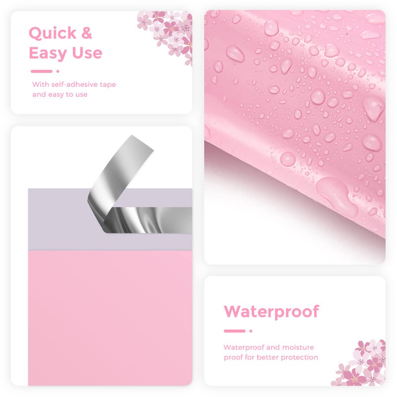 مترونيك Metronic Poly Mailers 6x9 200 حزمة مغلفات شحن لاصقة قوية للملابس، أكياس شحن صغيرة للشركات الصغيرة، أكياس بريد مقاومة للماء، أكياس بولي لحزم الشحن، حقائب وردي فاتح - Image 2